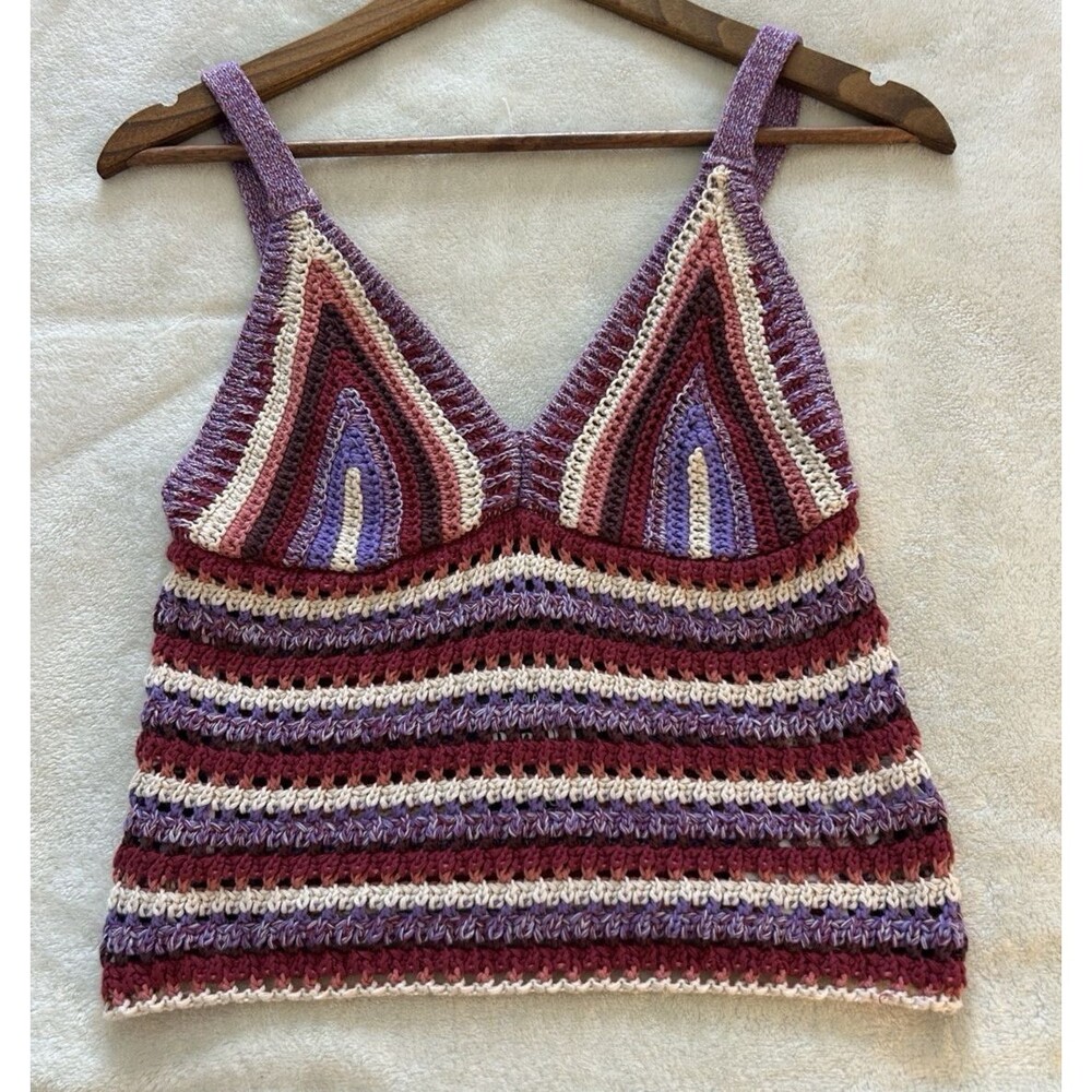 Primark Rita Ora Crochet Knit Tank Top Size Small Boho Festival Y2K Hippie Cami - Picture 2 of 11